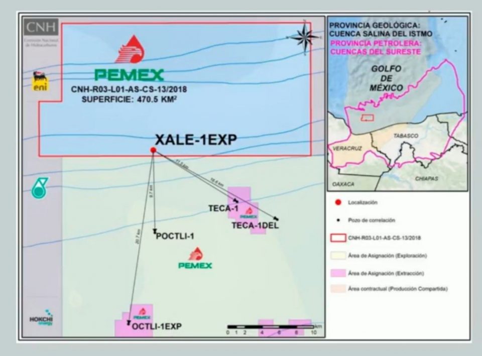 La Comisión Nacional de Hidrocarburos (CNH) aprobó a Pemex realizar la perforación del pozo exploratorio en aguas someras Xale-1EXP.