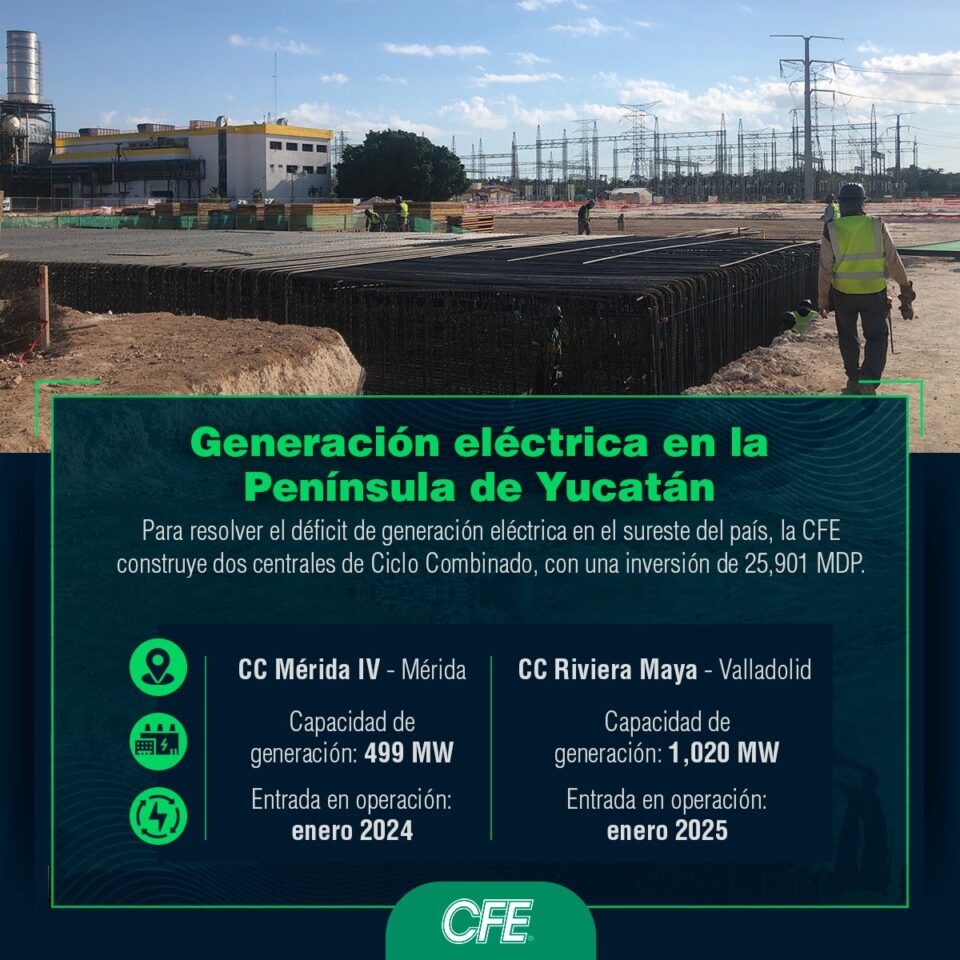 CFE construye 2 centrales eléctricas para Península de Yucatán