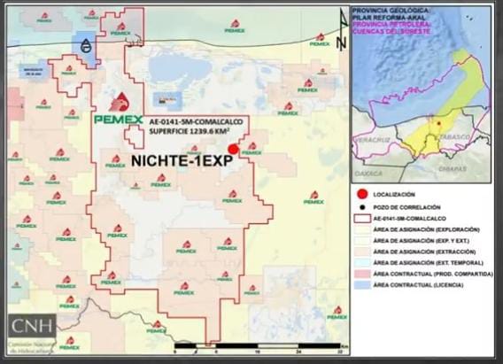 La Comisión Nacional de Hidrocarburos (CNH) aprobó a Pemex la solicitud de perforación del pozo exploratorio terrestre Nichte-1EXP.