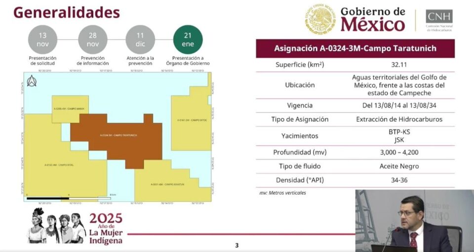 Pemex invertirá 492 mdd para el desarrollo del Campo Taratunich