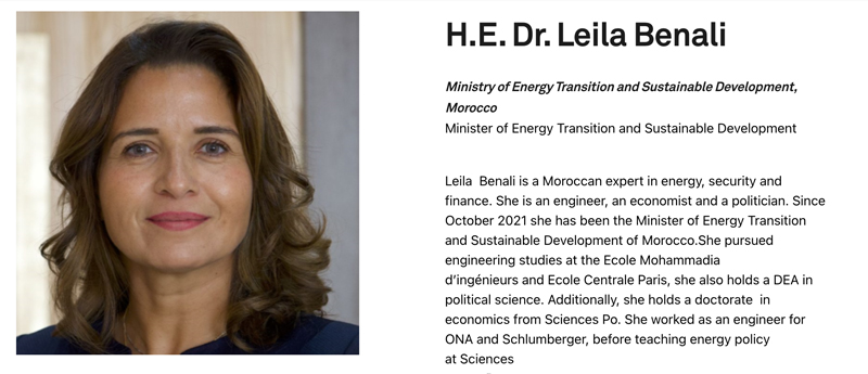 Dra. Leila Benali, Ministry of Energy Transition and Sustainable Development