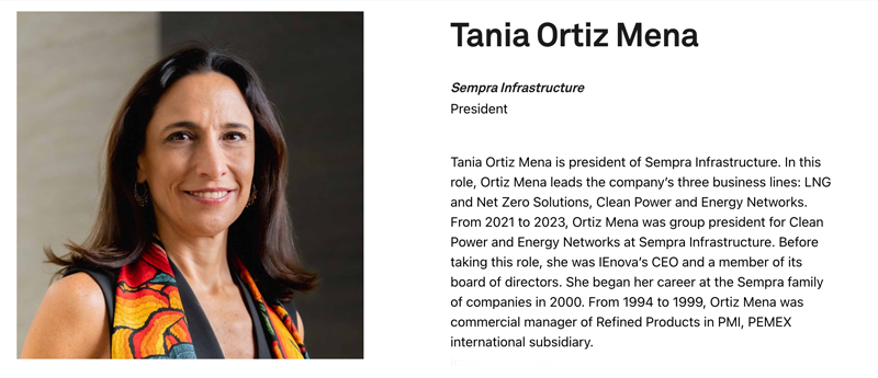 Tania Ortiz Mena, Presidenta de Sempra Infrastructure