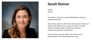 Sarah Steiner, Directora en Lazard