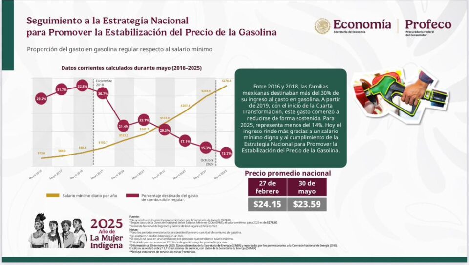 Familias mexicanas destinan menos de 14% de sus ingresos a compra de gasolina: Profeco